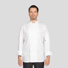 DE47 white long sleeve chef jacket pima cotton hand rolled buttons