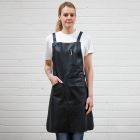 DP122 Leather bib apron in black with pocket