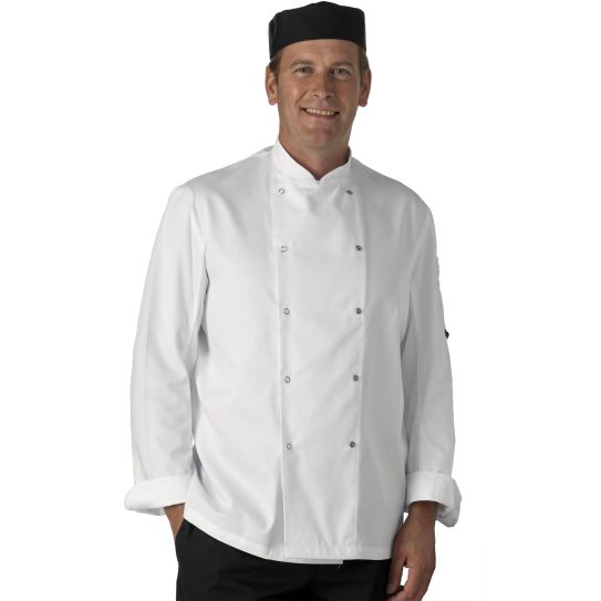 Chef's Jacket Short Sleeves Stud Fasten Lightweight Front Pen Pocket French cuff 