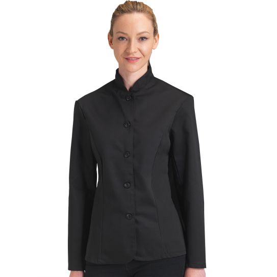 Dennys women s black Nehru service jacket with removable buttons