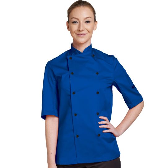Dennys 100% Cotton Chef Jacket Removable Stud Colour Choice,Long or Short Sleeve