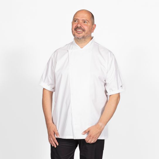 AFD Asymmetric Short Sleeve Chef Jacket with CoolMax