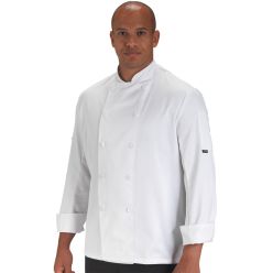 Dennys Long Sleeve White Jacket With Sewn-On Buttons