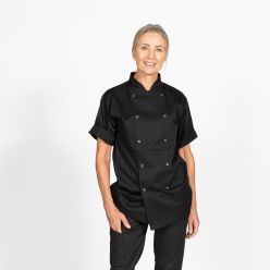 DD70, Unisex, Short Sleeve Chef Jacket in Black