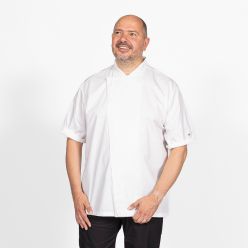 DD85ADC Asymmetric Short Sleeve Chef Jacket with staycool