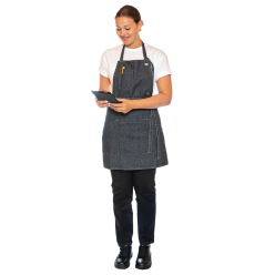 Le Chef Prep Utility Apron Bib Washed Navy/ Black Denim