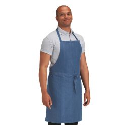 DP112  Dennys Cross Dyed Denim Bib Apron light blue