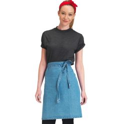 DP113 dennys cross dyed denim waist apron light blue