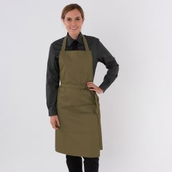 DP55W olive bib apron with pocket