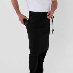 DP603C Black medium bistro apron with pocket