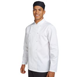 DENNYS 100% COTTON MENS DELUXE CHEF JACKET WHITE LONG SLEEVE UNIFORM DD02 CJ36 