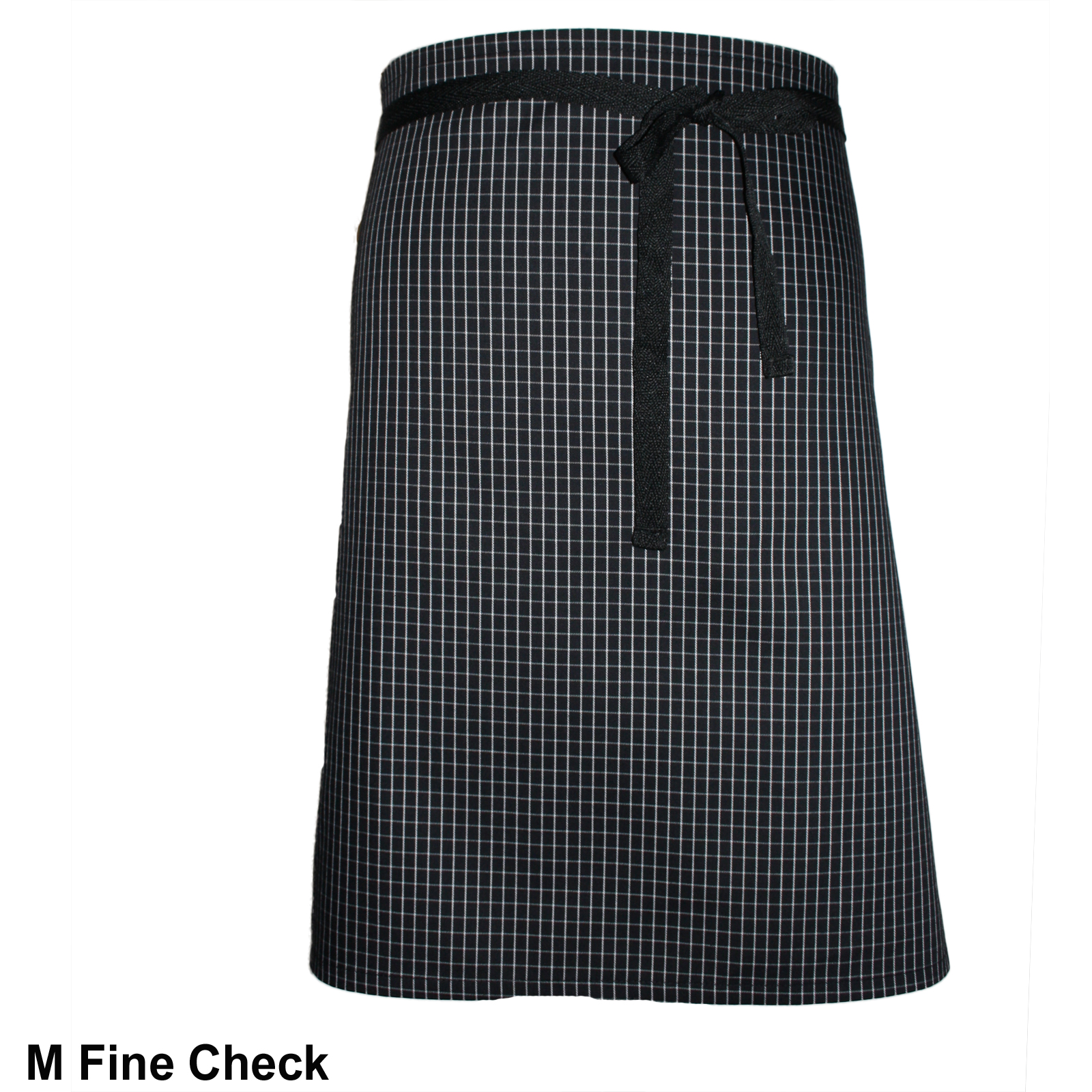LE CHEF WST APRON 33X23 WOVEN-Black Fine Check-33"(84cm) x 23"(58cm)-